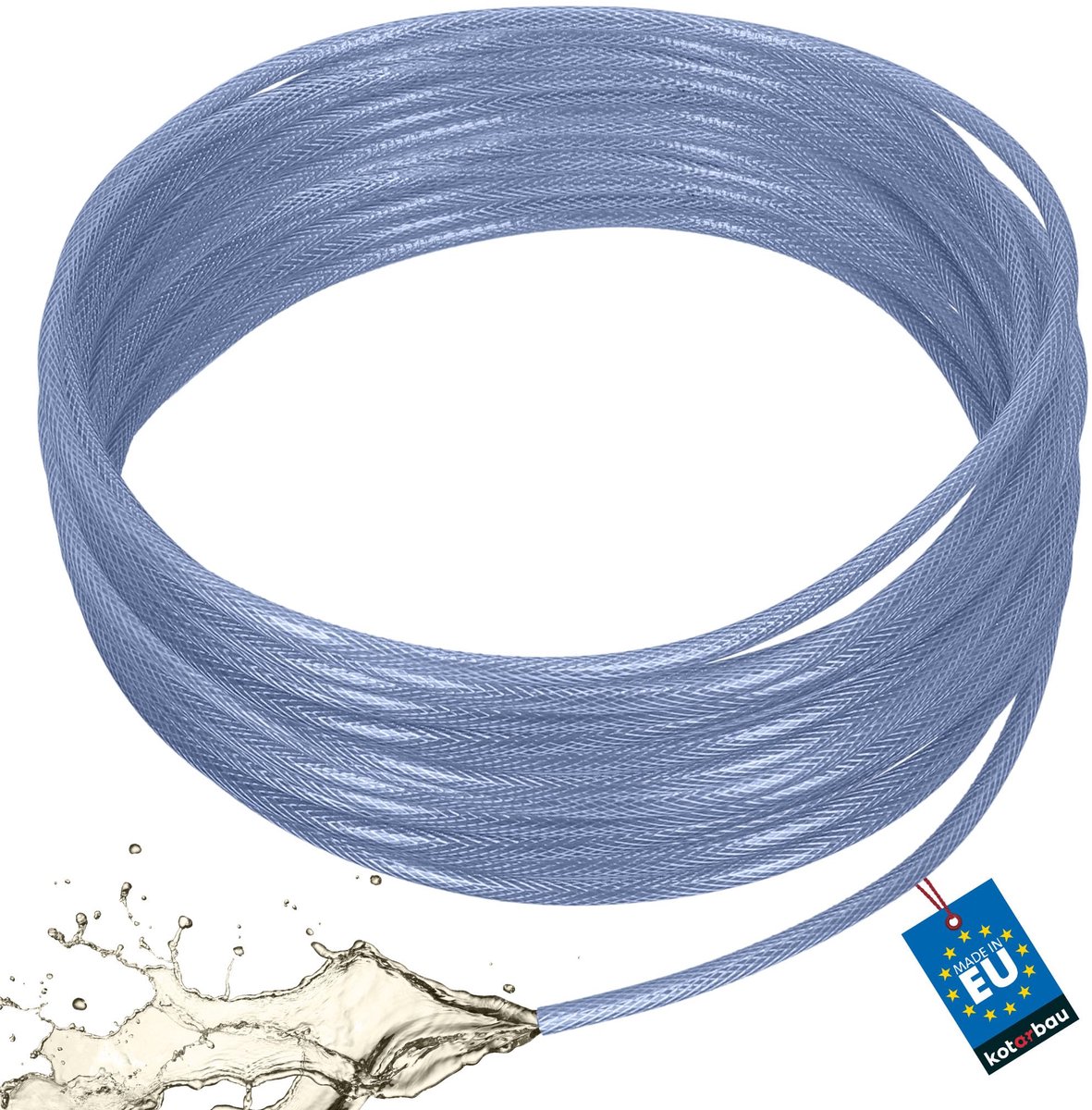 KOTARBAU® Persluchtslang ø 5 mm / 2,5 mm - Compressorslang - Luchtslang 50 m - PVC-slang met Weefselinleg - Waterslang - Transparant - Blauw