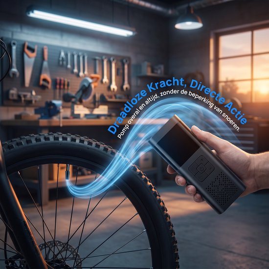 longziming -Draagbare Elektrische Luchtpomp - Mini Bandenpomp met Digitaal Display, LED Verlichting & Powerbank - Automatische Stopfunctie voor Auto, Fiets, Motor en Ballen — afbeelding 4