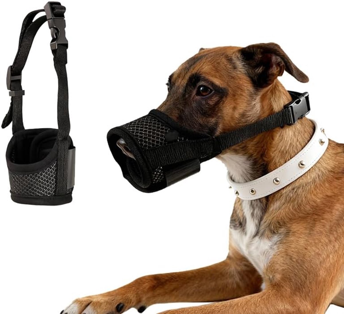 SnelShoppen - Hondemuilkorf, Verstelbare Zachte Nylon Hondemuilkorf, Anti Blaffen & Bijten Bescherming voor Honden, Comfortabel voor Wandelen, Trainin