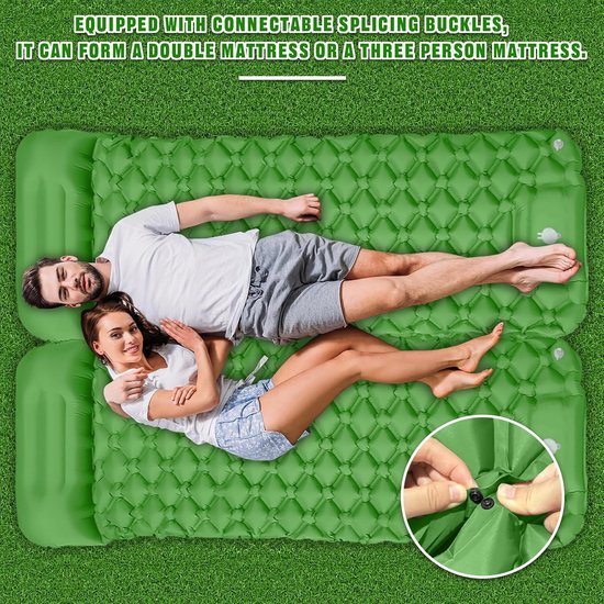 Opblaasbare Slaapmat - Kampeer Matras - Buiten Activiteiten - Geïntegreerde Voetpomp - 190x60cm - Groen — afbeelding 4