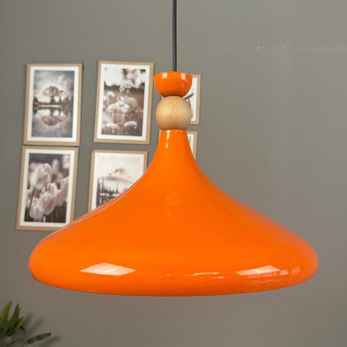 Bamyum Champion hanglamp, industriële Modern stijl, Ø35 cm, oranje metalen lamp