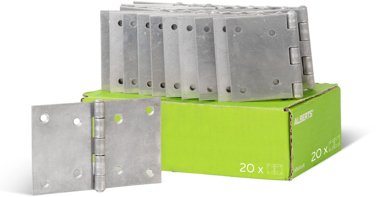 Alberts 852047 scharnier | breed | rvs | 81 x 128 mm | set van 20