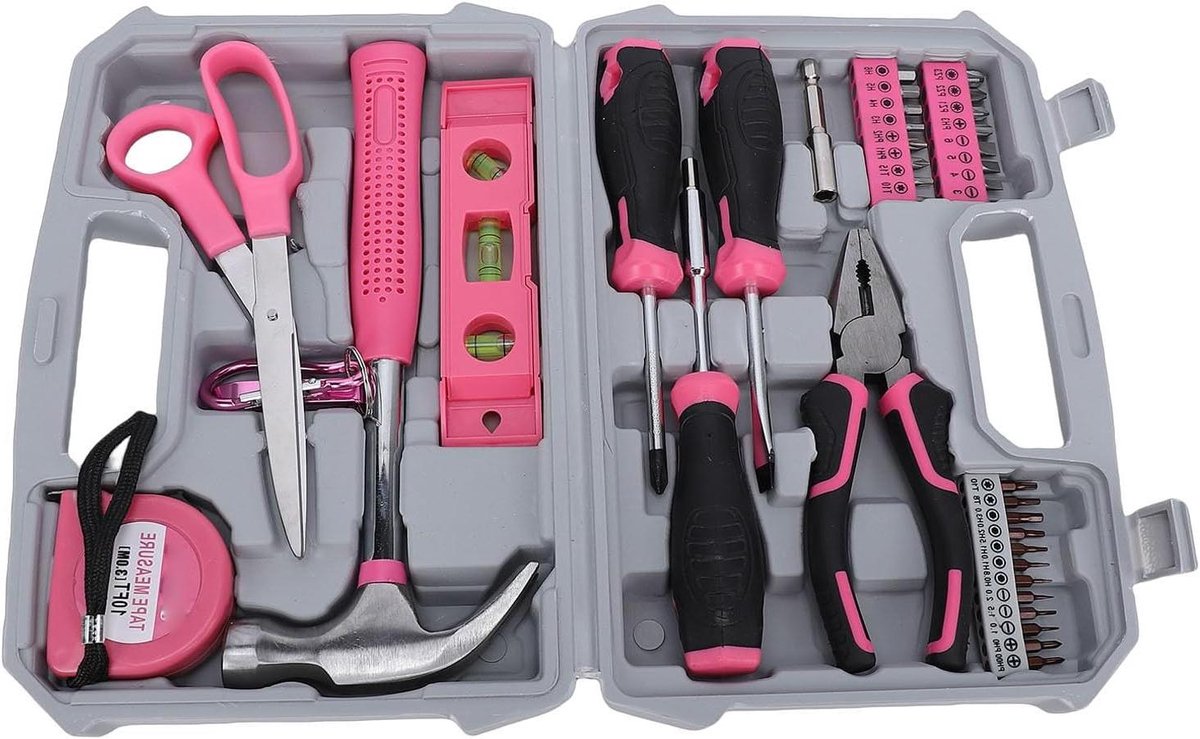 Huishoudelijke Gereedschapsset - Handgereedschapset Dames - Klusjes in Huis - 40-delig Georganiseerd - 28 x 19 x 7 cm - Grijs