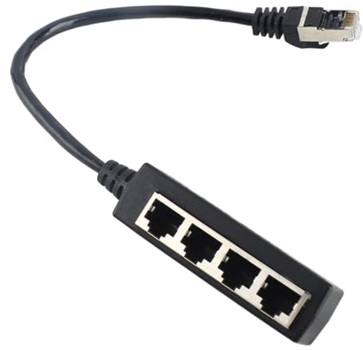 SnelShoppen - RJ45 splitter adapter voor netwerken, 1 mannelijke naar 4 vrouwelijke aansluitingen, ABS materiaal, ideaal voor thuis en kantoor, hoge d