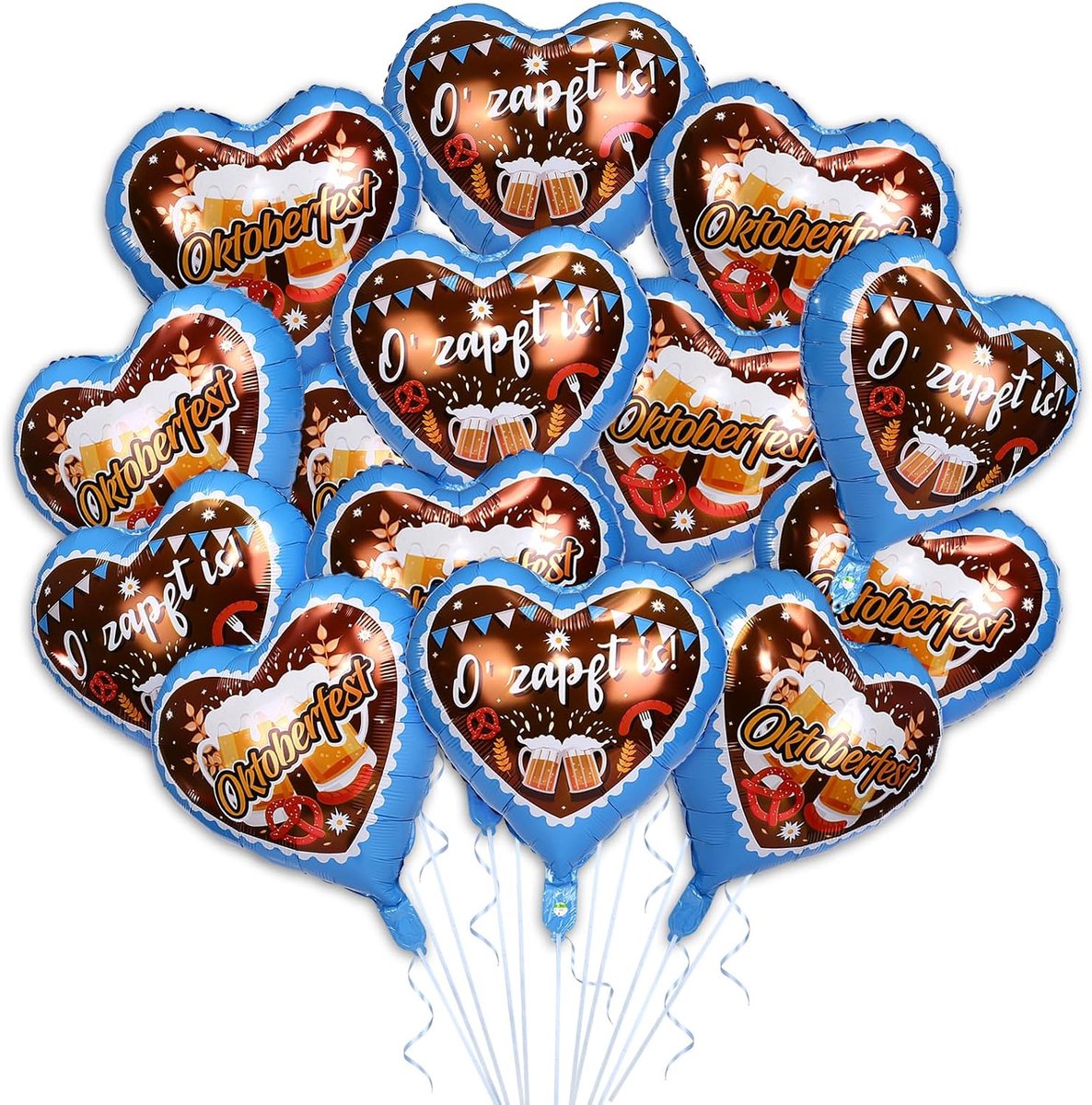 SnelShoppen - Kesote Oktoberfest Decoratieve Ballonnen 25 Stuks Folie Ballonnen Met Peperkoek Hart Motief Bavarian Versiering Set Voor Bayern Feest He