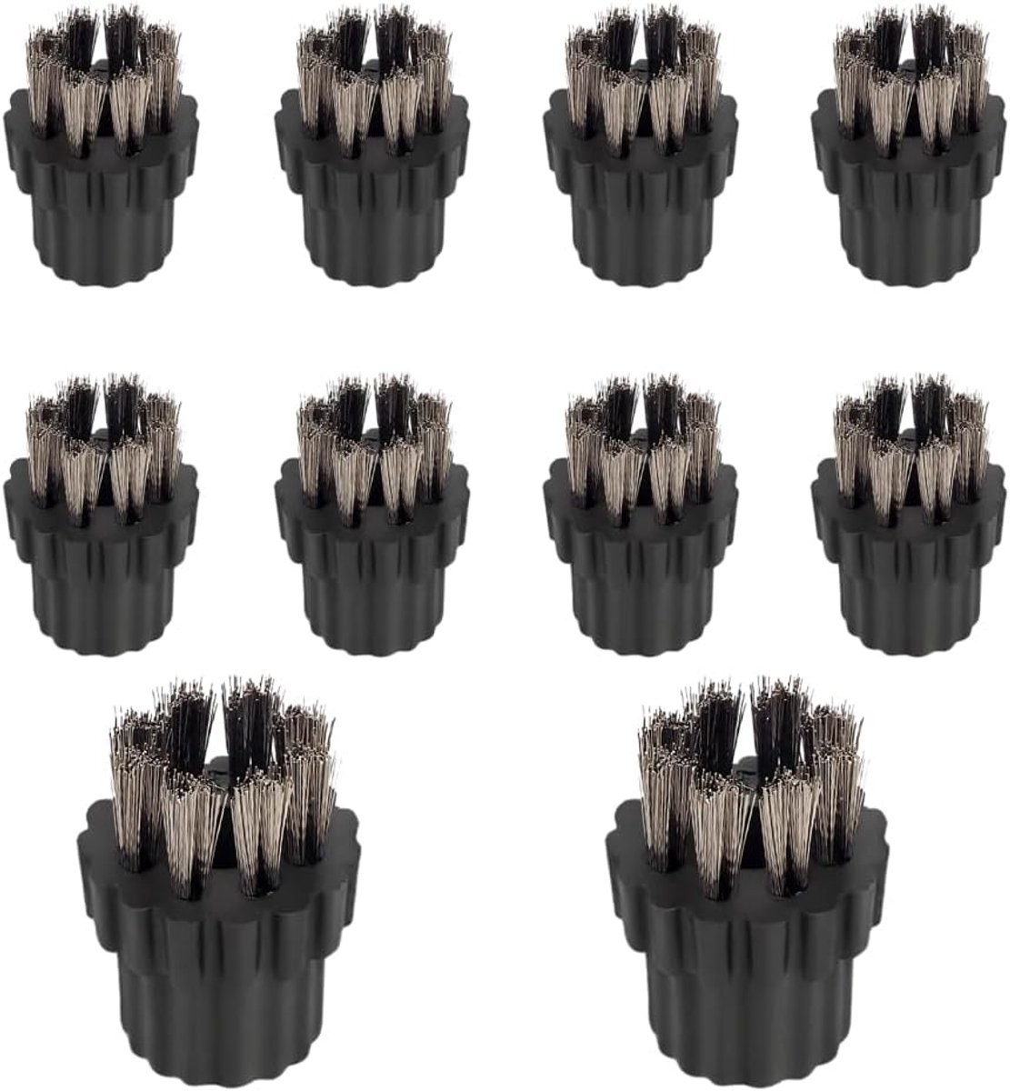SnelShoppen - 10 Stuks Stoomreinigingsborstels, Rond, Nylon, Koper, RVS Borstelkoppen voor Tegels, Hoeken, Compact en Effectief voor Moeilijk Bereikba