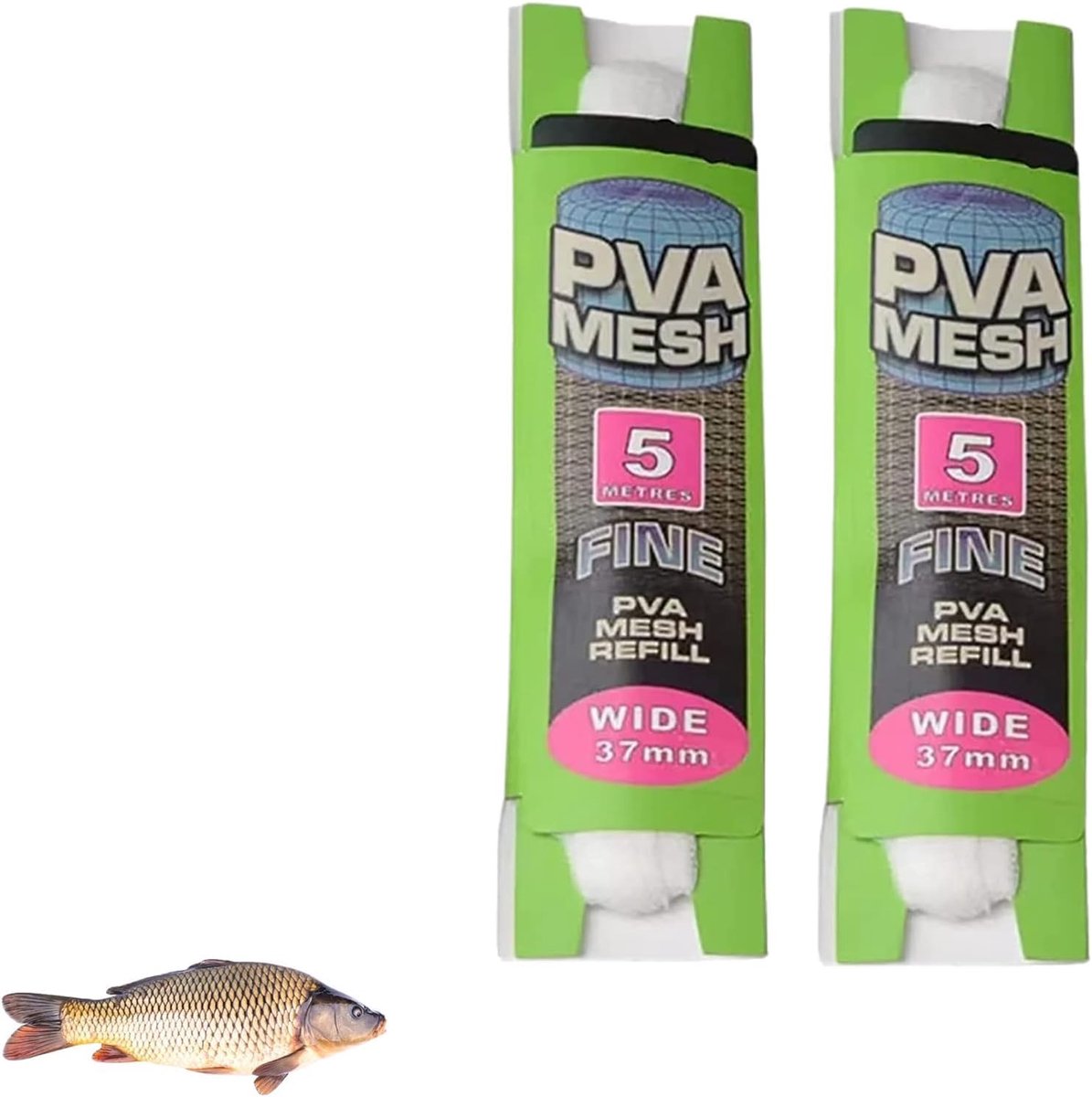 SnelShoppen - 2 Stuks PVA Viskruiden Netten 25x5M - Milieuvriendelijke Mesh Bait Bags voor Karper Vissen - Wateroplosbaar, Robuust en Elastisch