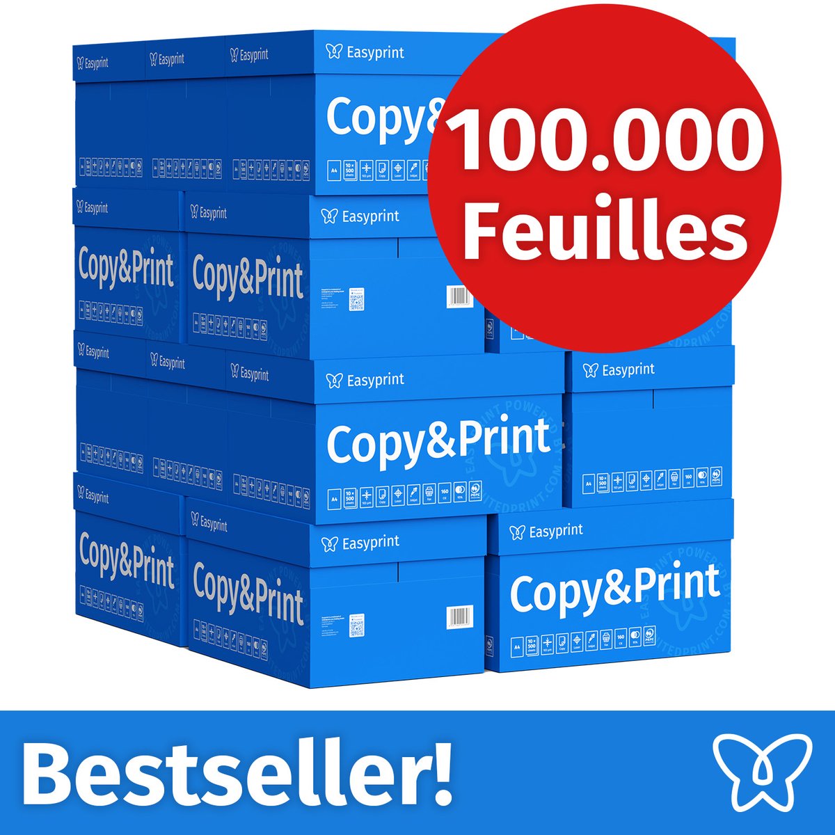 NIEUW: Easyprint Printerpapier Kopieerpapier 100000 Vel 20 x 5000 A4 Premium Extra Wit CIE 160 Testwinnaar PEFC-gecertificeerd