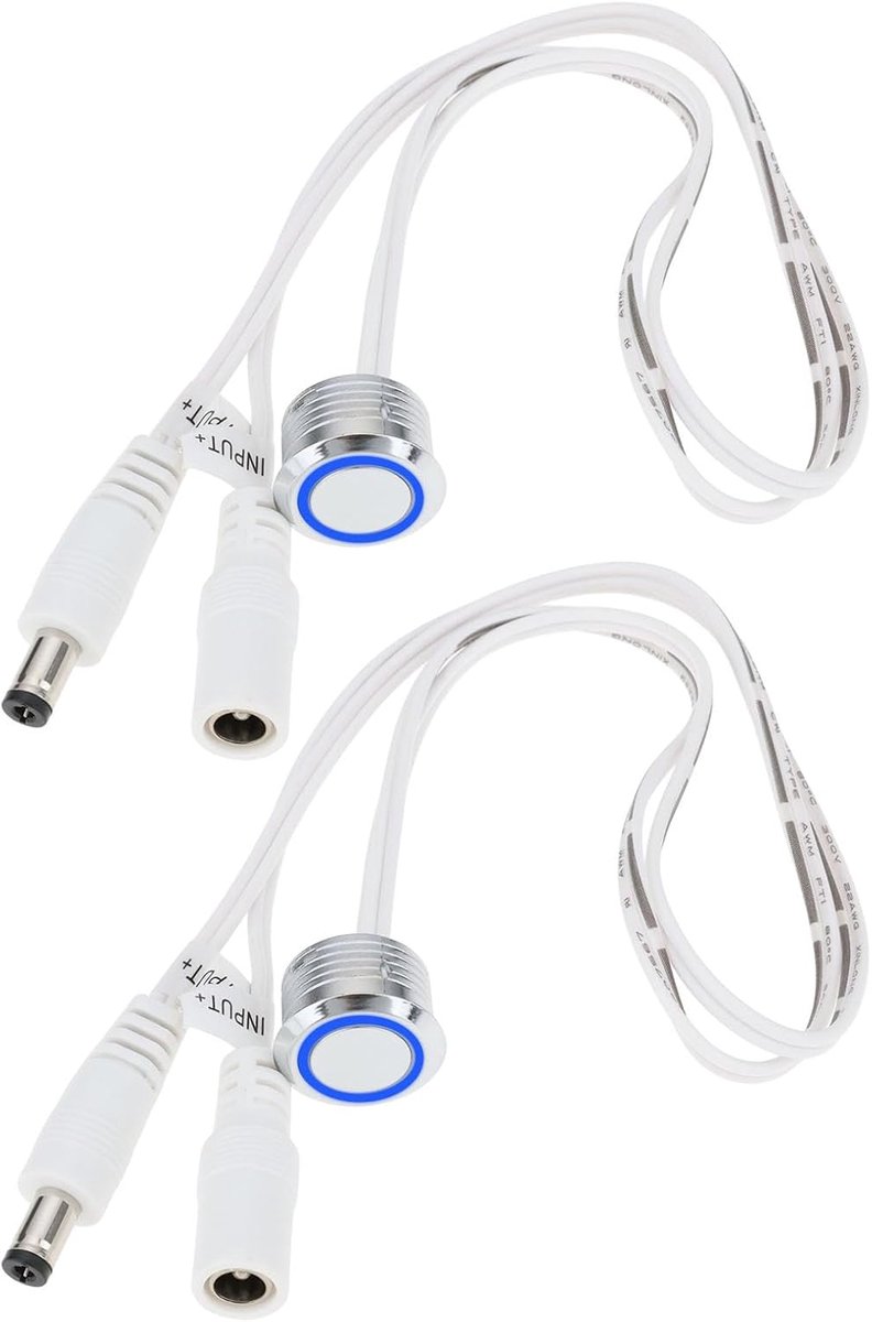 SnelShoppen - 2 Stuks Strip Touch Dimming Schakelaar met Mannelijke & Vrouwelijke Aansluiting 24V/12V 17.5mm Geschikt voor LED Stripverlichting