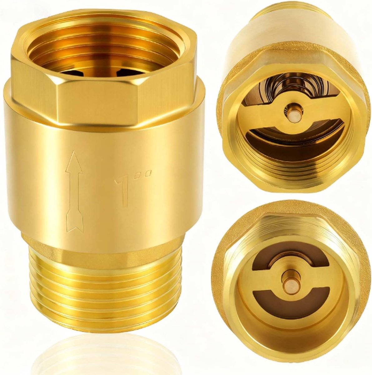 Terugslagklep afvalwater 1 inch - messing - corrosiebestendig - ideaal voor tuinpomp - ShopVlot
