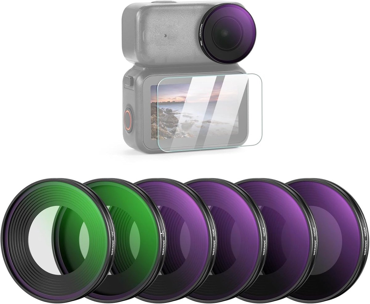 SnelShoppen - ND Filter Set voor Actiecamera's - Geschikt voor Osmo Nano - ND8/ND16/ND32/ND64/UV/CPL - Multilaags Optisch Glas - 6 Stuks met Tempered