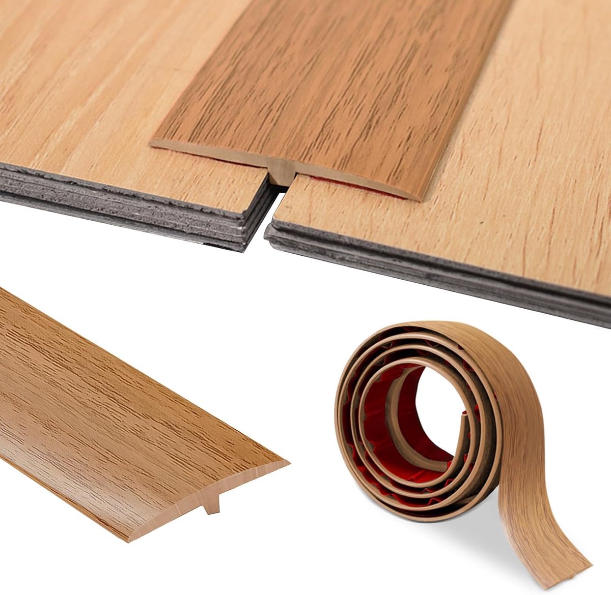 Transition profile, self-adhesive, T-profile, transition strip (yellow oak, 1 m) - ShopVlot