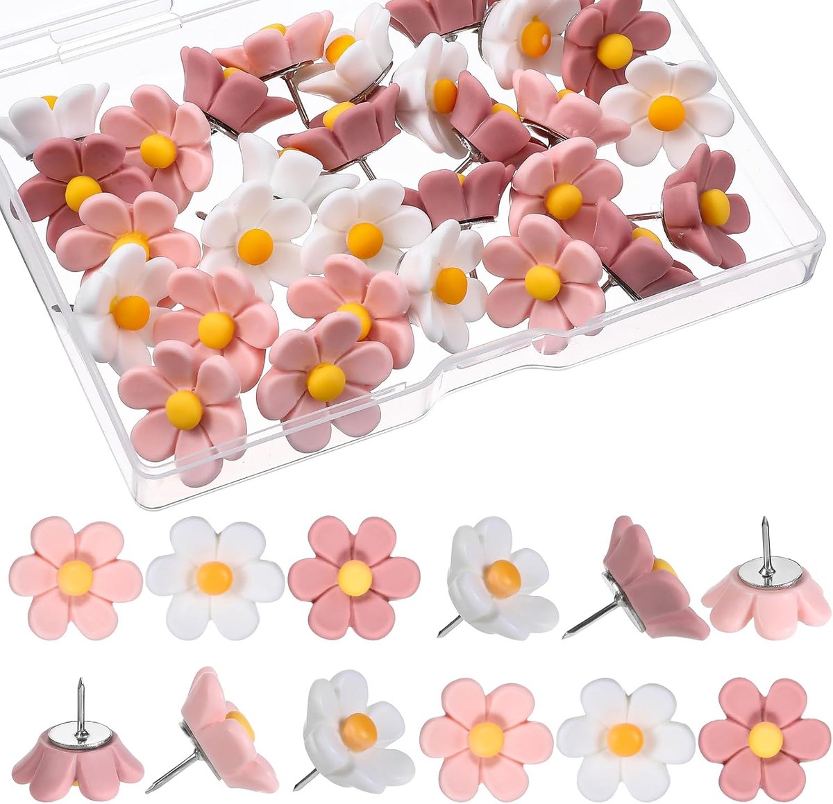 Floral pin pins 30 stuks - kleurrijk design - duurzame materialen - schattige decoratie voor prikborden - ShopVlot