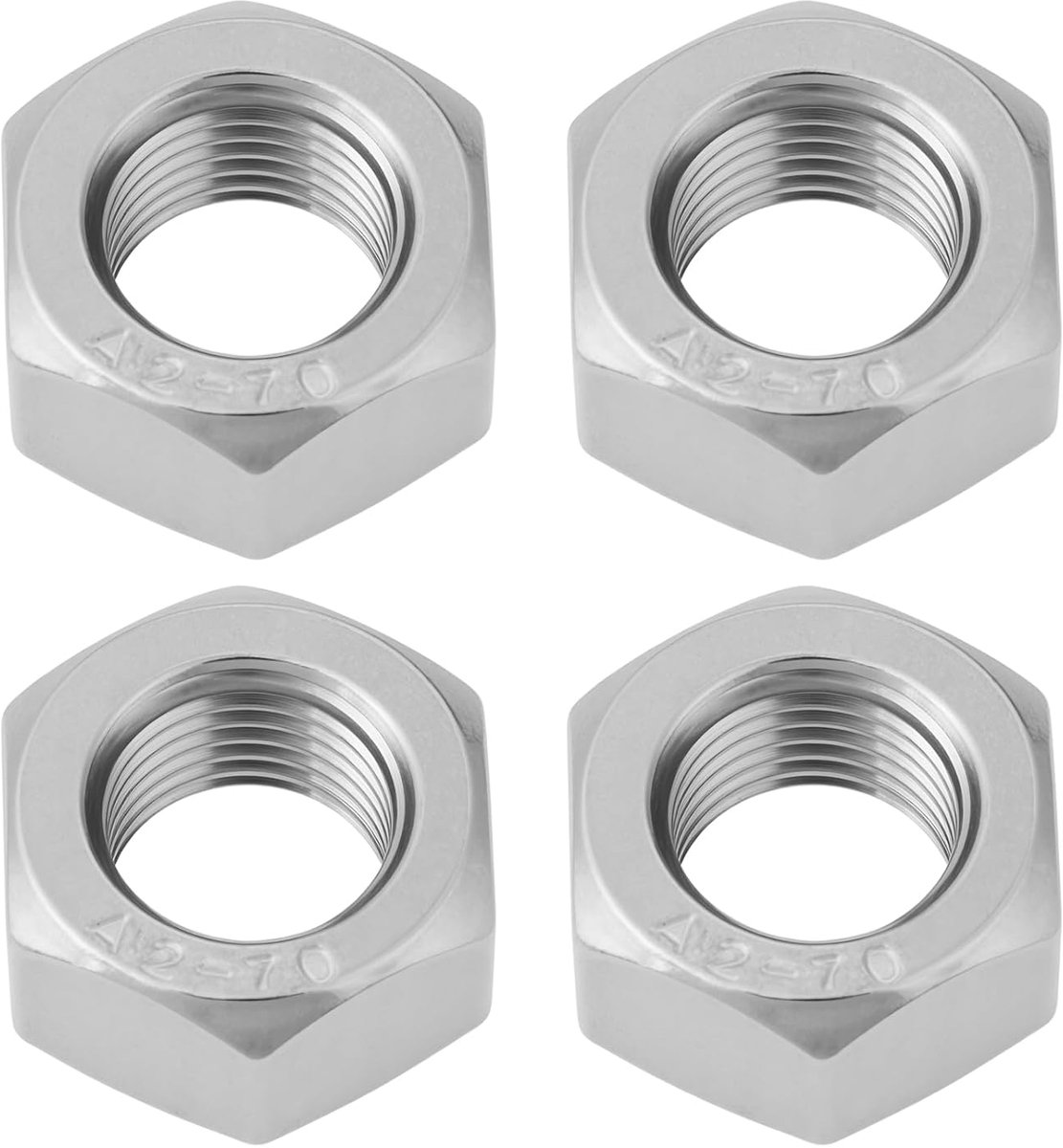 SnelShoppen - 4 Stuks M12 x 1.25 Roestvrij Stalen Moeren Rechtsdraaiend Voor Machines en Apparatuur Verbindingen - Antiklevend en Corrosiebestendig