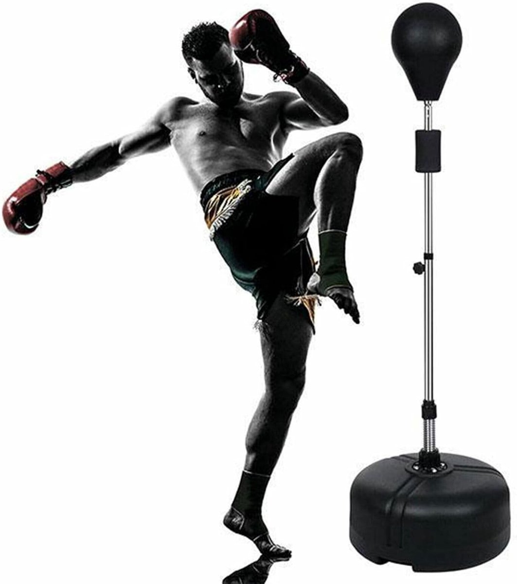 Verstelbare Bokszak voor Volwassenen, 120-160 cm Hoog, Ideaal voor Fitness en Training, Stabiele Basis van 47 x 47 cm, Perfect voor Thuisgebruik en Kickboksen