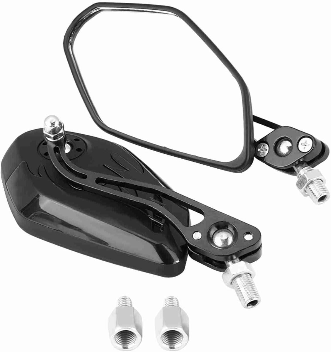 Motorfiets Achteruitkijkspiegels, Universele Zijkijkspiegels met Vlam Patroon, 8mm/10mm Bevestiging voor de meeste Motoren en Scooters