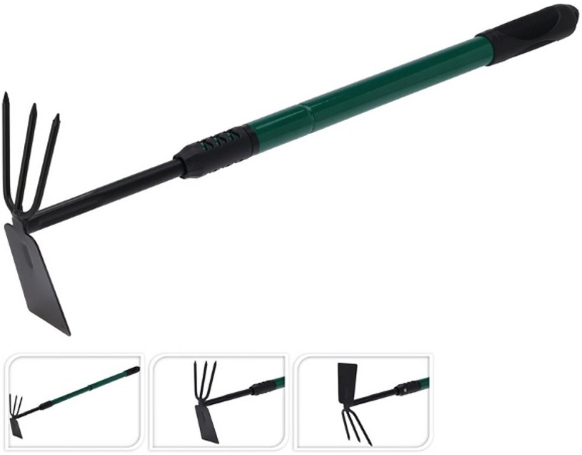 Hark en Schoffel met Telescopische Steel 65-95 cm Groen/Zwart