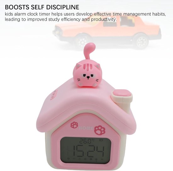 Kinderwekker Tijdmanager - Nachtlampje Timer - Kind Ontwaken - APP-afstandsbediening - 127 x 95 x 148 mm - Rozeachtig — afbeelding 3