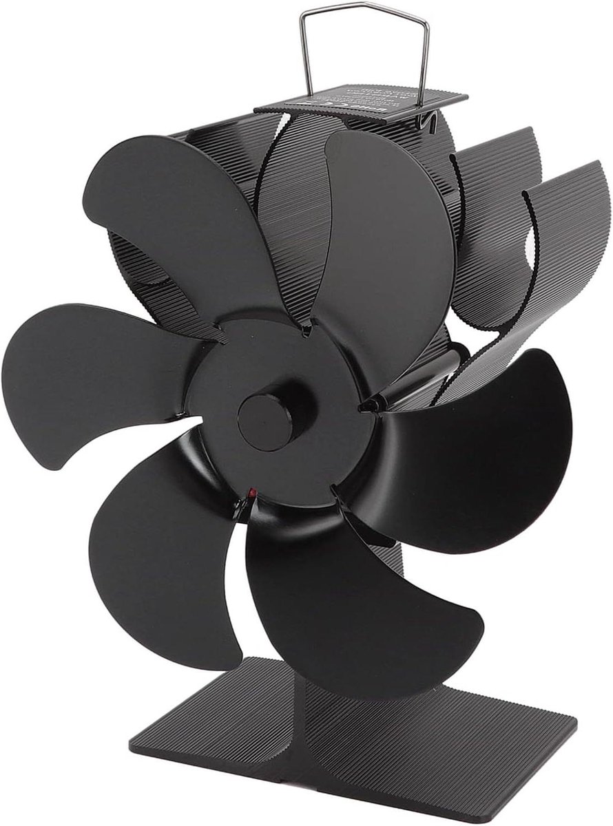 Houtkachel Ventilator - Warmtepomp Ventilator Kachel - Warmte Verspreiden - Zelfstartend Bij Warmte - 152 mm - Zwart