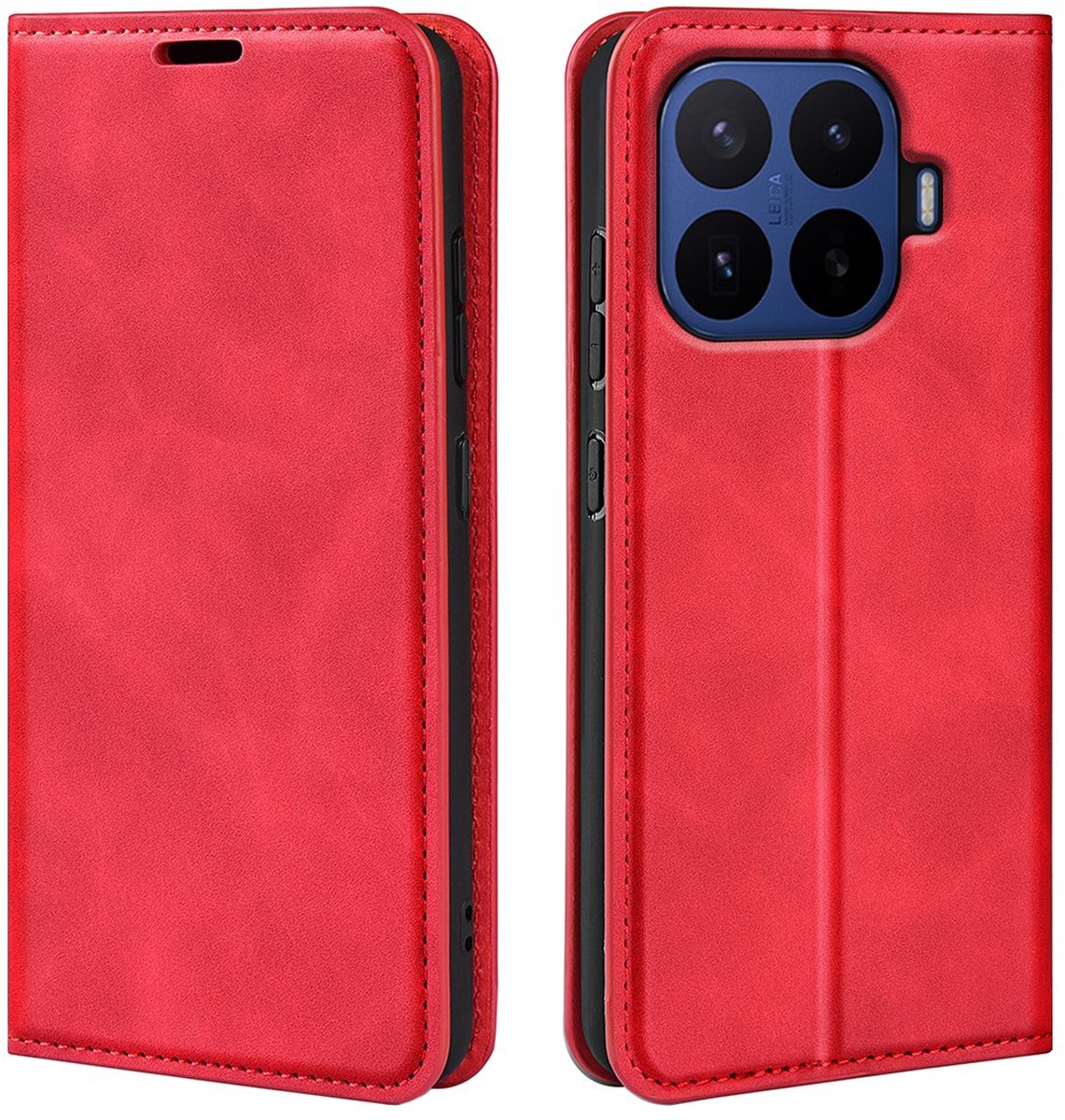 MobyDefend Hoesje - Geschikt voor Xiaomi 17T Pro - Luxe Wallet Bookcase (Magnetische Sluiting) - Rood