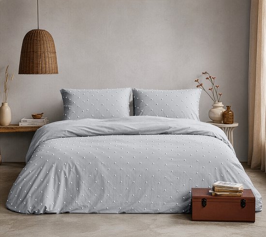 Dekbedovertrek Microvezel Tufted Luna Dots - 200x200/220cm - Grey — afbeelding 3