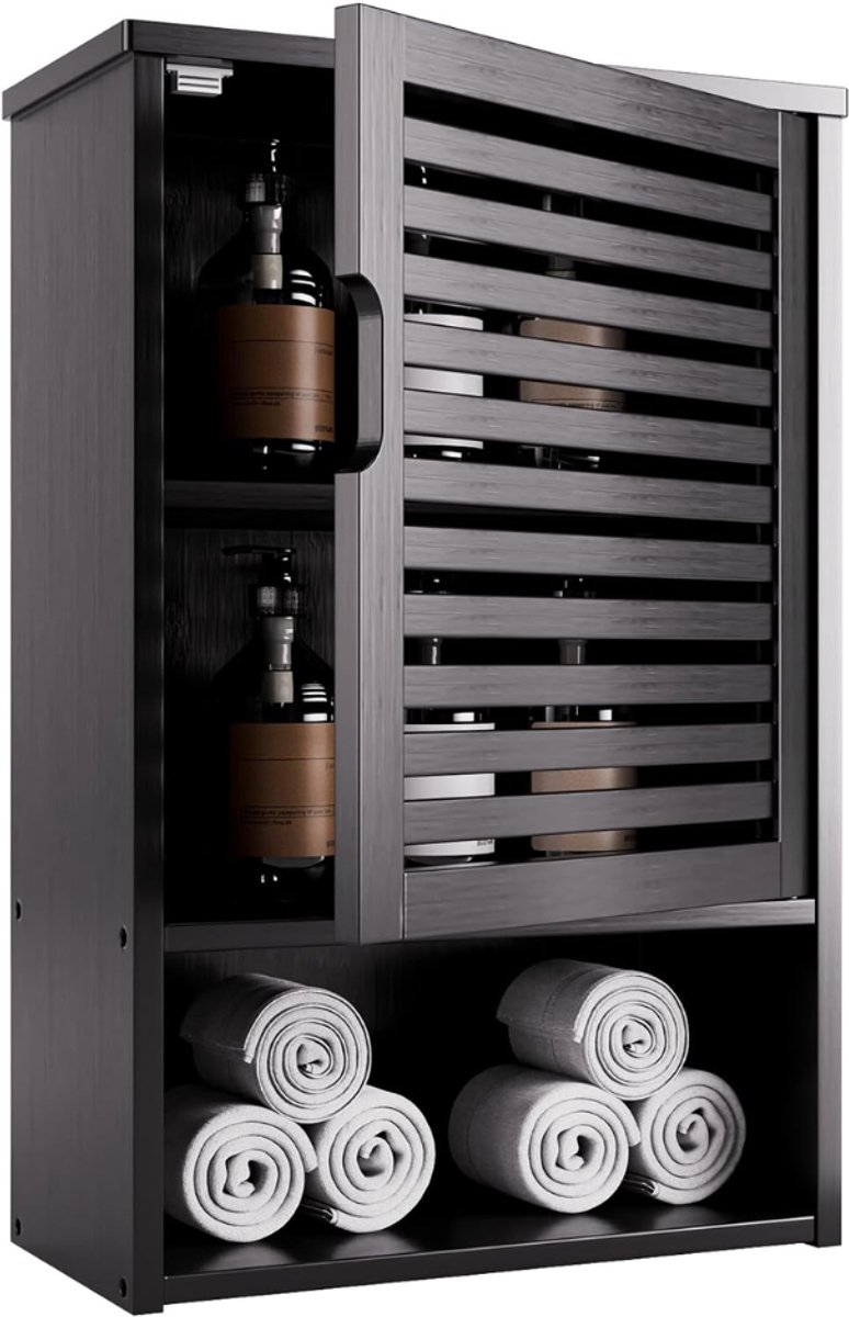 ZRNS® WC Kastje Muur - Voor Toilet en Badkamer - Wandkast - Opbergkast - Zwart