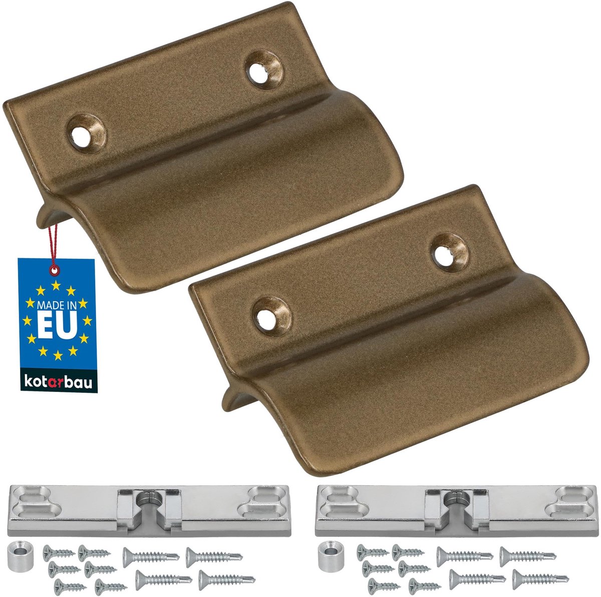 KOTARBAU® 2 Stuks - Balkondeurgreep - Terrasdeurgreep - met Balkondeur Snapper - Goud - Deurgreep Balkon - Terrasdeurgreep met Afstandhouder - Aluminium