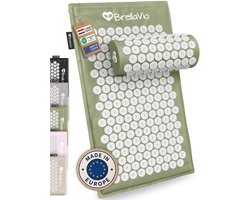 BrellaVio Spijkermat Set met Spijkerkussen - Groen - 74x44 cm - Acupressuur Mat - Spijkerbed - Acupunctuur Kussen - Shakti Massage