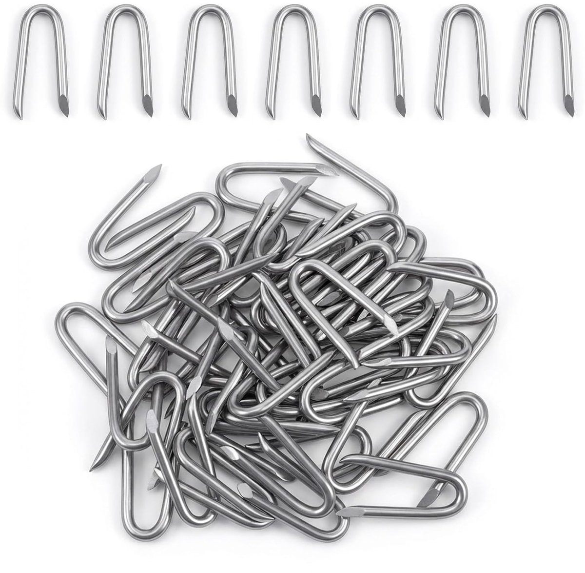 SnelShoppen - Pack van 50 Dubbele U Klemmen, 1.38 Inch Kleine Tuin Clips, U Klem Spijkers, Draad Bevestigingsspijkers voor Onkruidbestrijding, Tuin Sc
