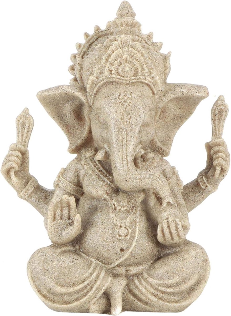 SnelShoppen - Ganesha Beeld - Sandsteen Hars Indiaelefant God Beeld voor Thuisdecoratie, Handgemaakte Craft, 30 cm, Inspirerend en Positief