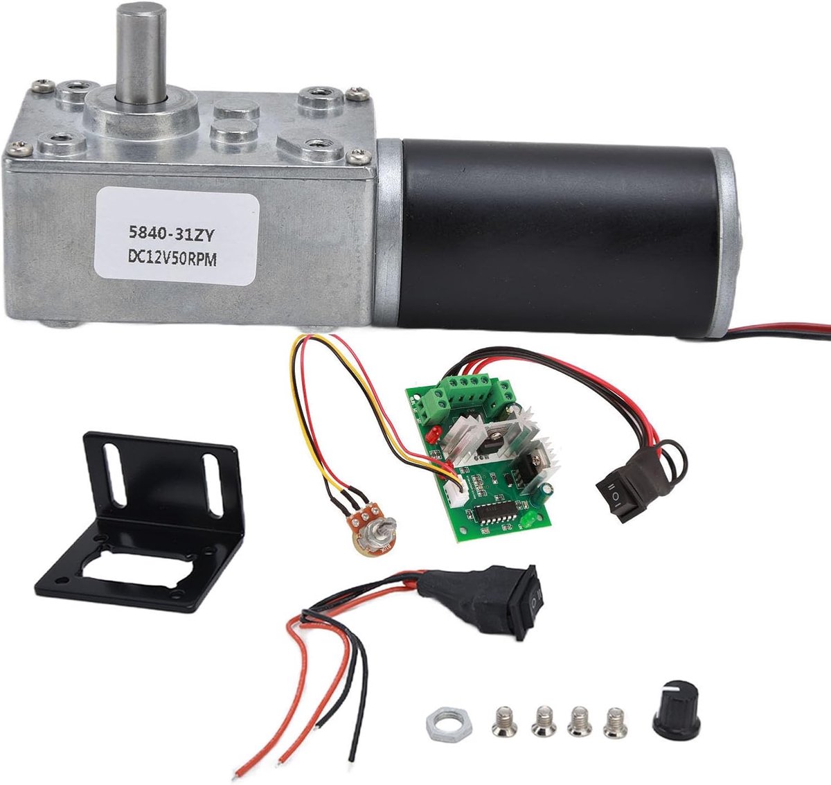 DC 12V gear motor 20-400 RPM - 8mm D-as output - stille werking - ideaal voor industriële toepassingen - ShopVlot