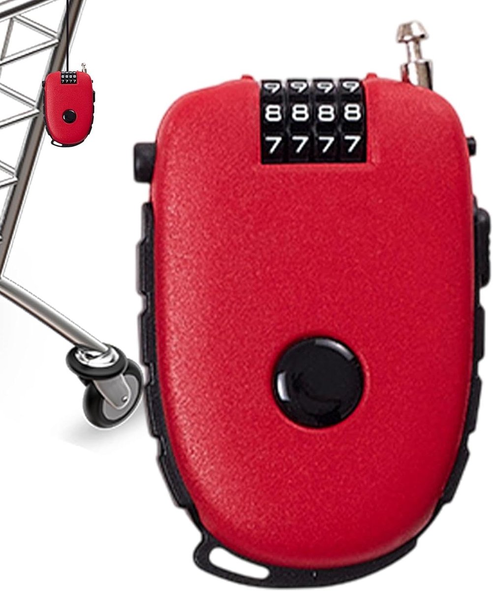 KZQ 1 stuk uitschuifbaar kabelslot met 4-cijferige combinatie - Sleutelloos en compact voor koffer rugzak en reistas - Rood