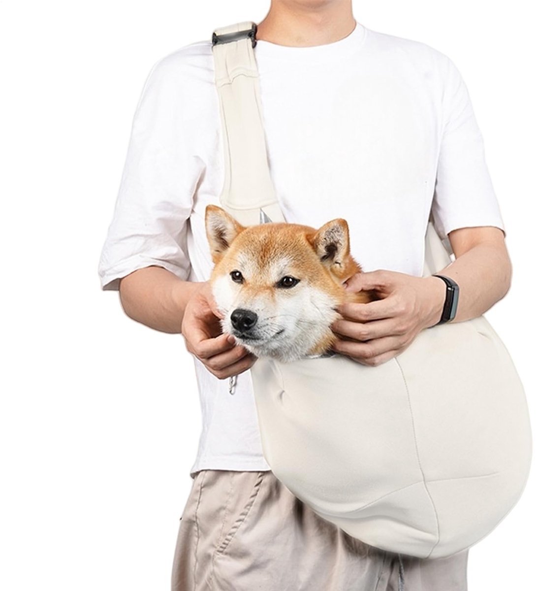 Geweo Honden Draagtas - Hondendraagzak Schoudertas - Verstelbare Draagzak voor Honden & Katten - Draagriem Schoudertas voor Kleine Honden & Katten - Max 7,5 Kg - Beige