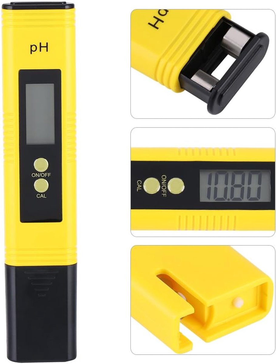 SnelShoppen - Digitale pH Meter voor Drinkwater, Zwembaden en Aquaria - Resolutie 0.01, Groot LCD Scherm, Automatische Kalibratie, Nauwkeurig en Betro