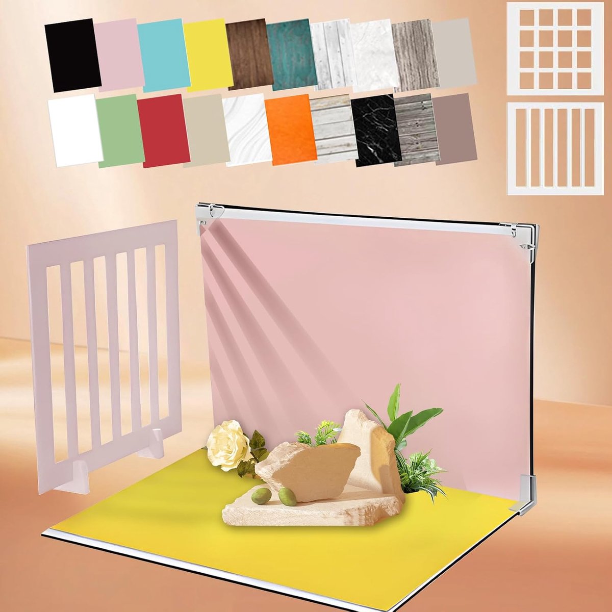 SnelShoppen - Small Product Fotografie Achtergrondset - 14 Stuks 22 Patronen Voedsel Achtergronden Tafelbladset - Flat Lay Rekwisieten voor Sieraden C