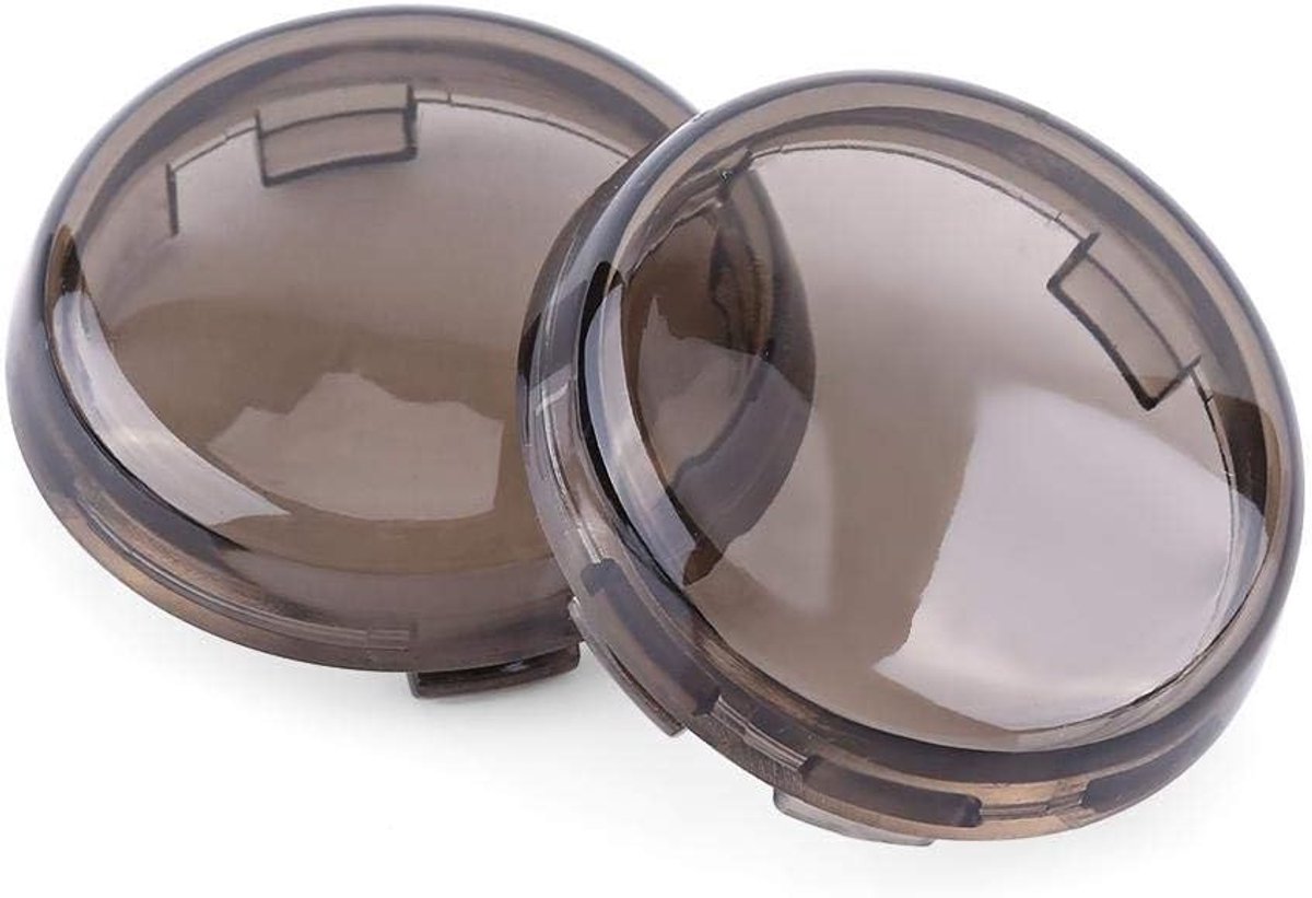 SnelShoppen - 2 Stuks Flitsende Lens Deksel voor Dyna Stijlen Softail Sportster 1986-2015 (Rook) - Hoogwaardige Kunststof, Duurzaam, Geschikt voor Mot