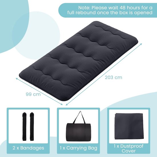 Draagbaar Matras - Opvouwbaar Bed - Comfortabel Slapen - Inclusief Draagtas - 90 x 200 cm - Zwart van Draagbaar — afbeelding 4