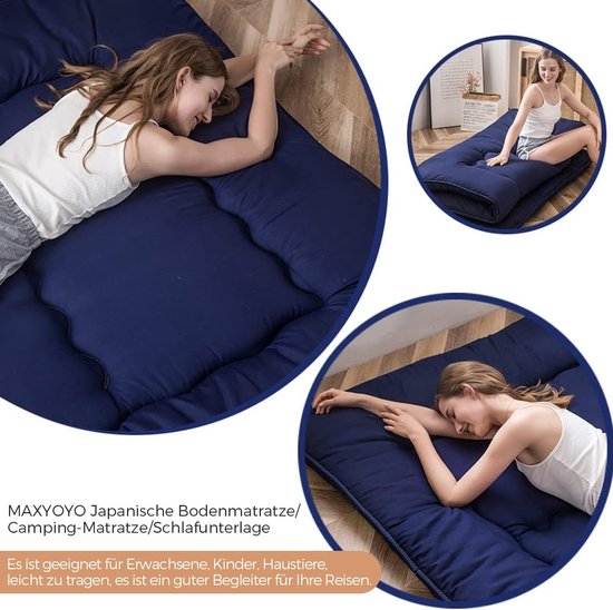 Japanse Vloermatras - Gewatteerd Slaapkussen - Comfortabel Slapen - Extra Dik Geheugenschuim - 190 x 90 cm - Geel — afbeelding 3