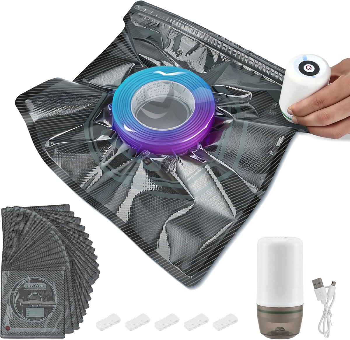 Sottovuoto set voor 3D filament - 20 zakken - zwart en ondoorzichtig - optimale bescherming tegen licht - ShopVlot