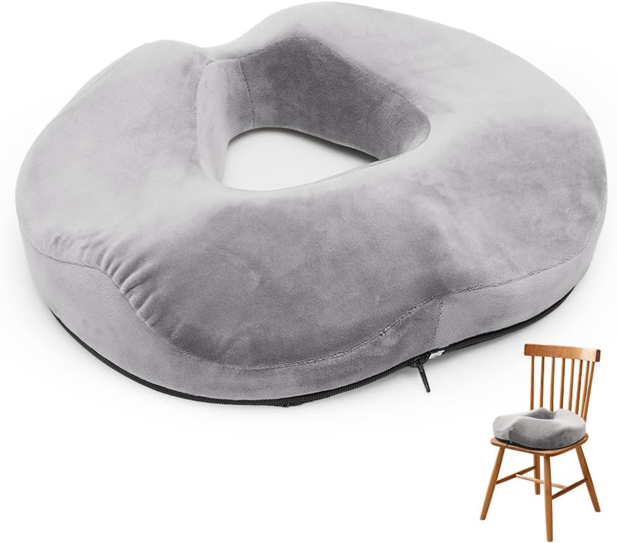 SnelShoppen - Coccyx Kussen, Donut Kussen voor Aambeien, Orthopedisch Zittend Kussen voor Effectieve Sciatica Verlichting, Hoofdkussen voor Auto, Rols