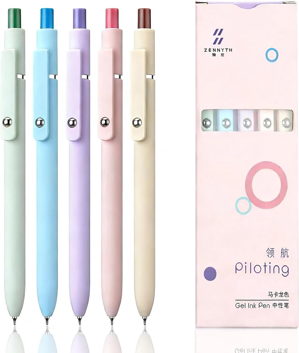 Gelpennen, 5 stuks intrekbare gelpennen, set van 0,5 mm fijne punt, zwarte stiftgel, sneldrogende inktstiften voor - ShopVlot