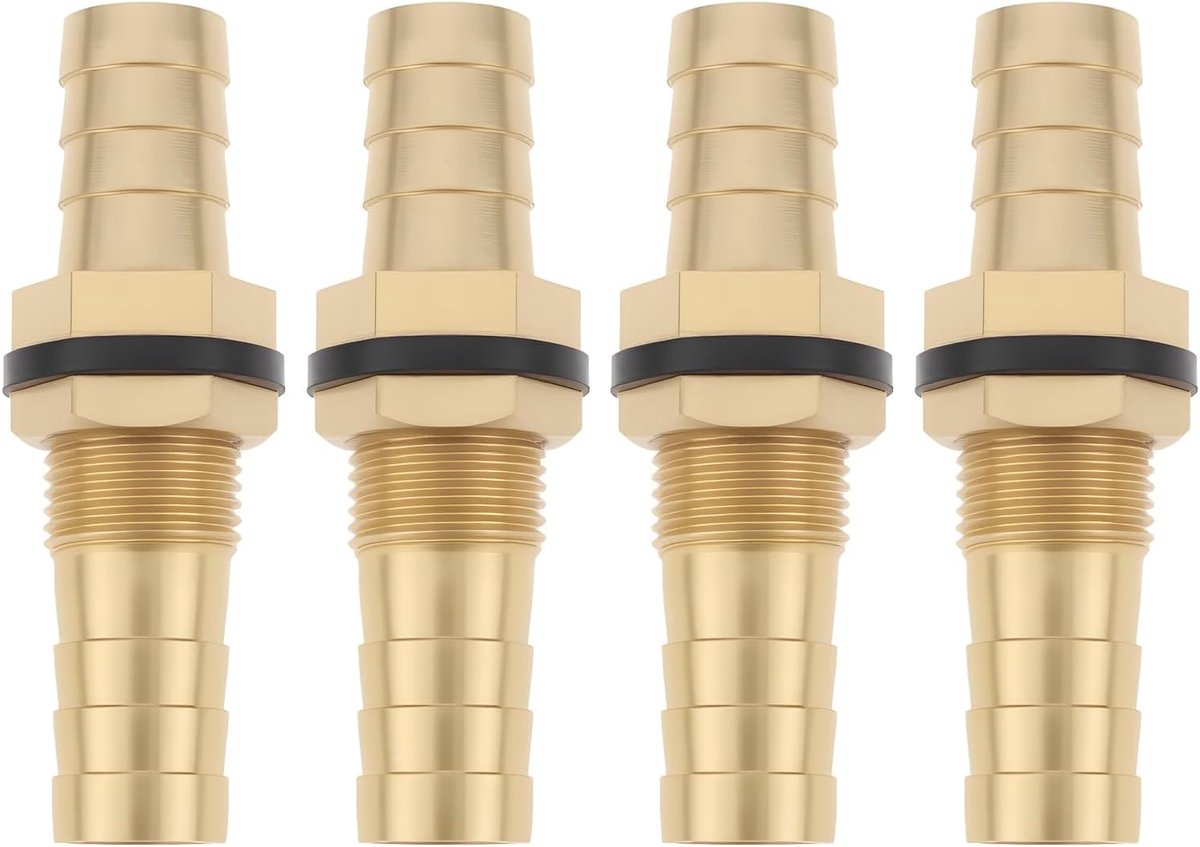 SnelShoppen - 4 stuks 10mm Motorsport Schot Barb Fitting Messing met Siliconen Ringen voor Brandstofsystemen - Duurzaam en Betrouwbaar