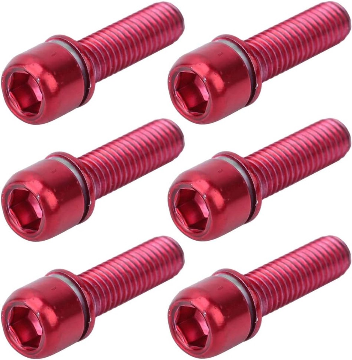 SnelShoppen - Fietsstuur Bouten Titanium Legering M5 x 18mm Bouten Schroeven met Ringenset voor MTB Fiets Stuur - Lichtgewicht, Roestpreventie, Duurza