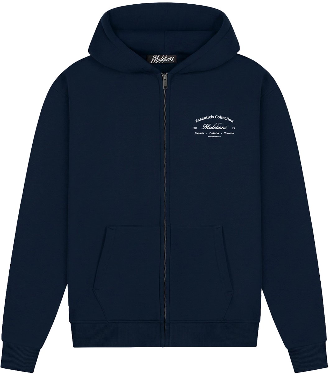 Malelions marina zip hoodie in de kleur marine.