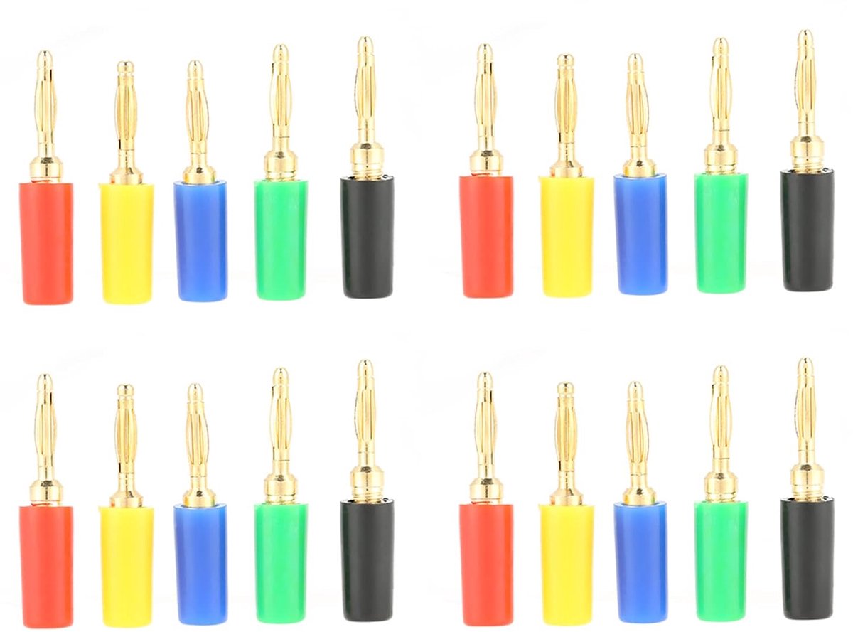 SnelShoppen - 20 Stuks Banana Plug Connectoren 2mm Gekleurde Speaker Jack Aansluitingen voor Versterker, Medische Apparatuur, Instrumenten, Kleur Geco