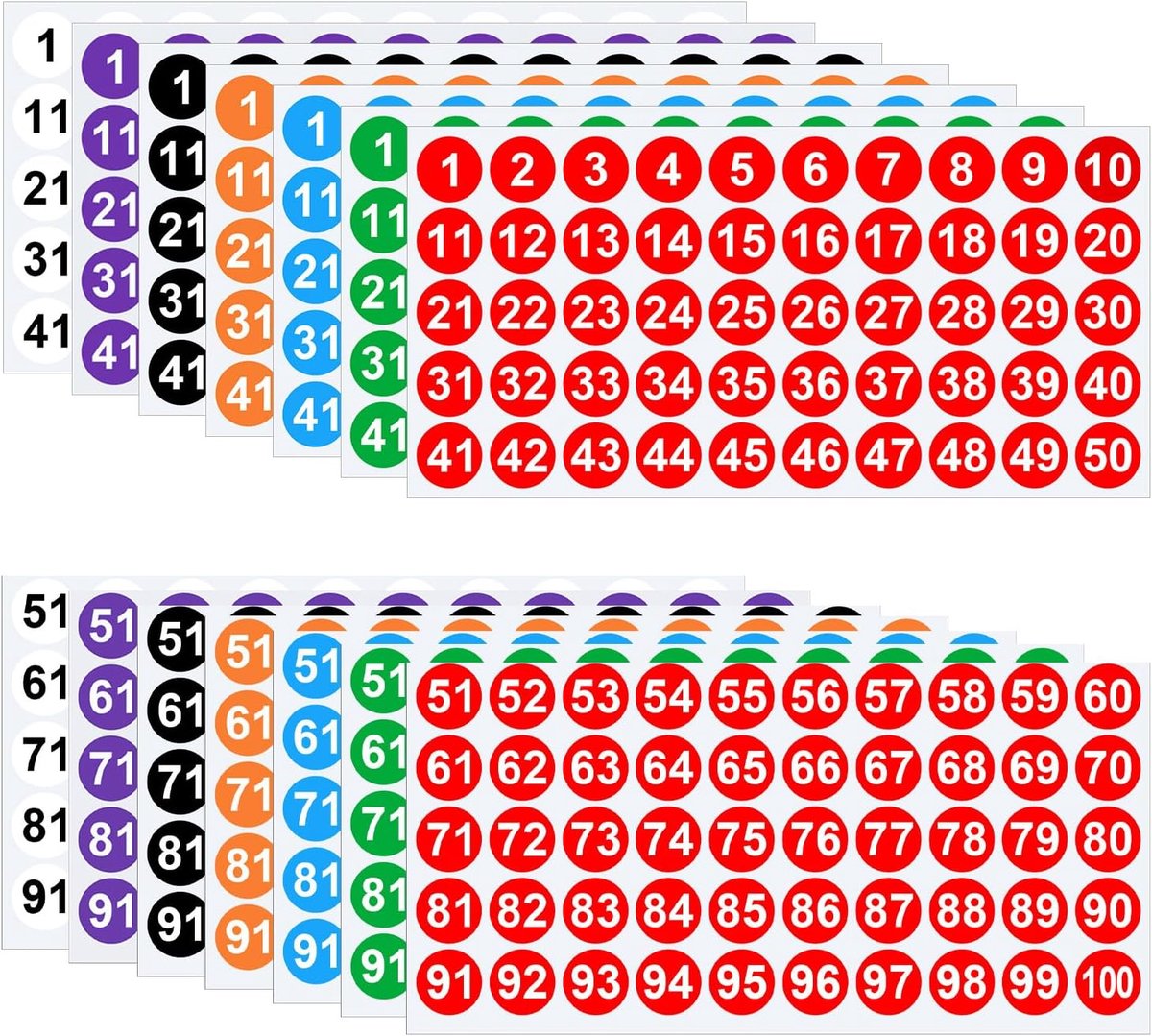 Ronde nummerstickers 1-100 - zelfklevend - waterproof - ideaal voor sorteren en organiseren - SnelShoppen
