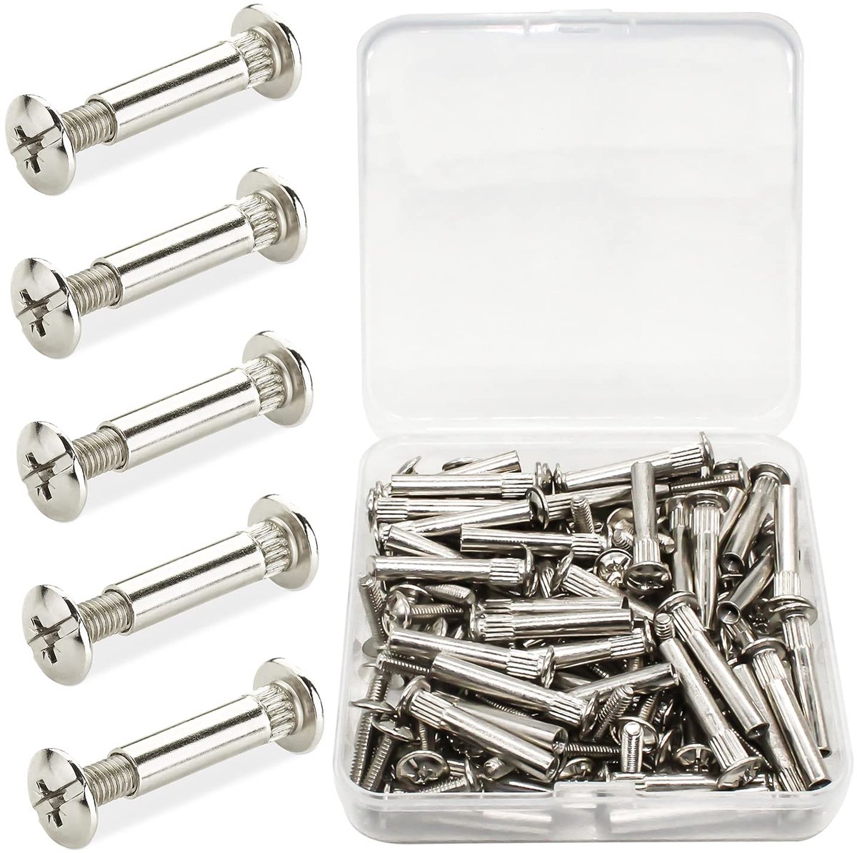 Allecto Premium - Set van 100 meubelschroeven M4 x 31-40 mm van vernikkeld staal voor meubel- en kastverbinders.