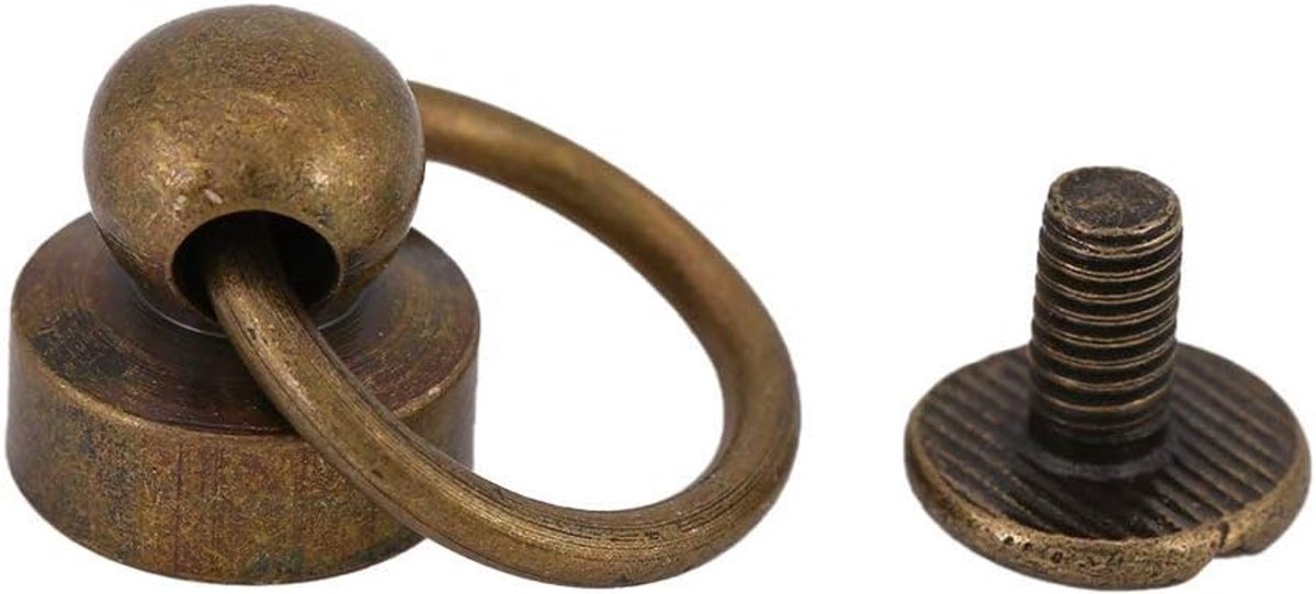 SnelShoppen - 20 Sets Messing Trekring Nieten - DIY Leerbewerking Metalen Nieten voor Tassen, Portemonnees, Telefoontas, Jassen - 9mm Bronzen Studs