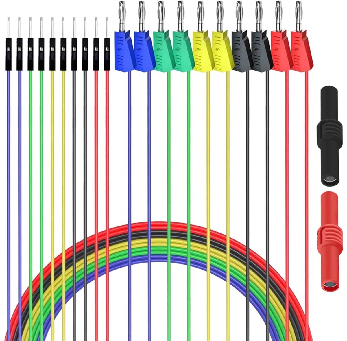 SnelShoppen - 4 mm Bananenstekker Jumperdraden Set, Stapelbare Bananenstekkers naar Breadboard, Mannelijke Jumperkabels, Zachte Siliconen Flexibele Te