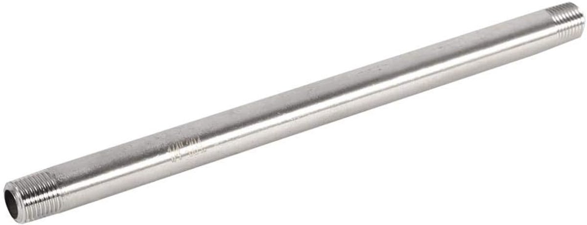SnelShoppen - 200mm RVS SS304 BSP pijp dubbele nippel buiten schroefdraad fitting pijpconnector 1/4", 1/2", 3/4", 1" voor sanitair en leidingwerk